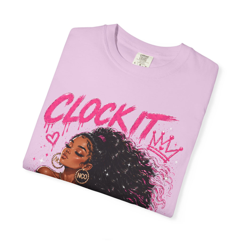Clock It NCO Graphic T-Shirt — Afro Puff Queen Streetwear