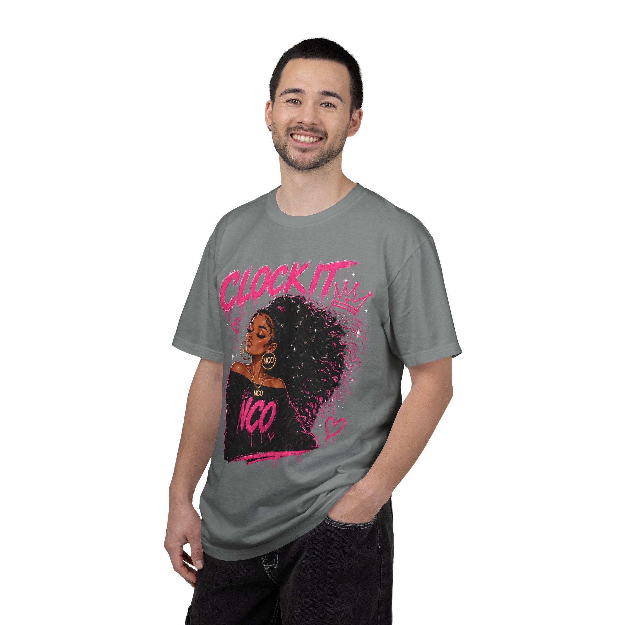 Clock It NCO Graphic T-Shirt — Afro Puff Queen Streetwear