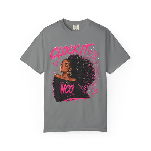 Clock It NCO Graphic T-Shirt — Afro Puff Queen Streetwear