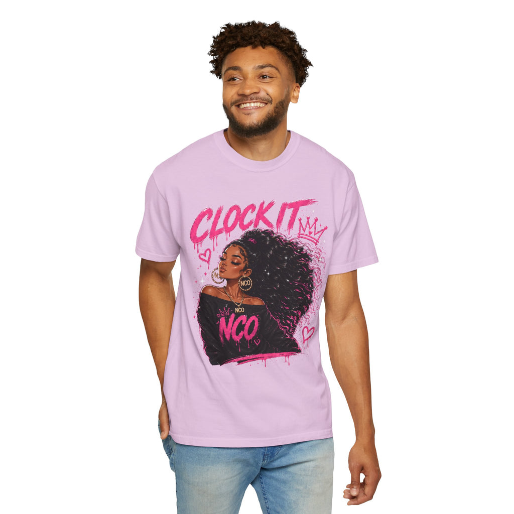 Clock It NCO Graphic T-Shirt — Afro Puff Queen Streetwear