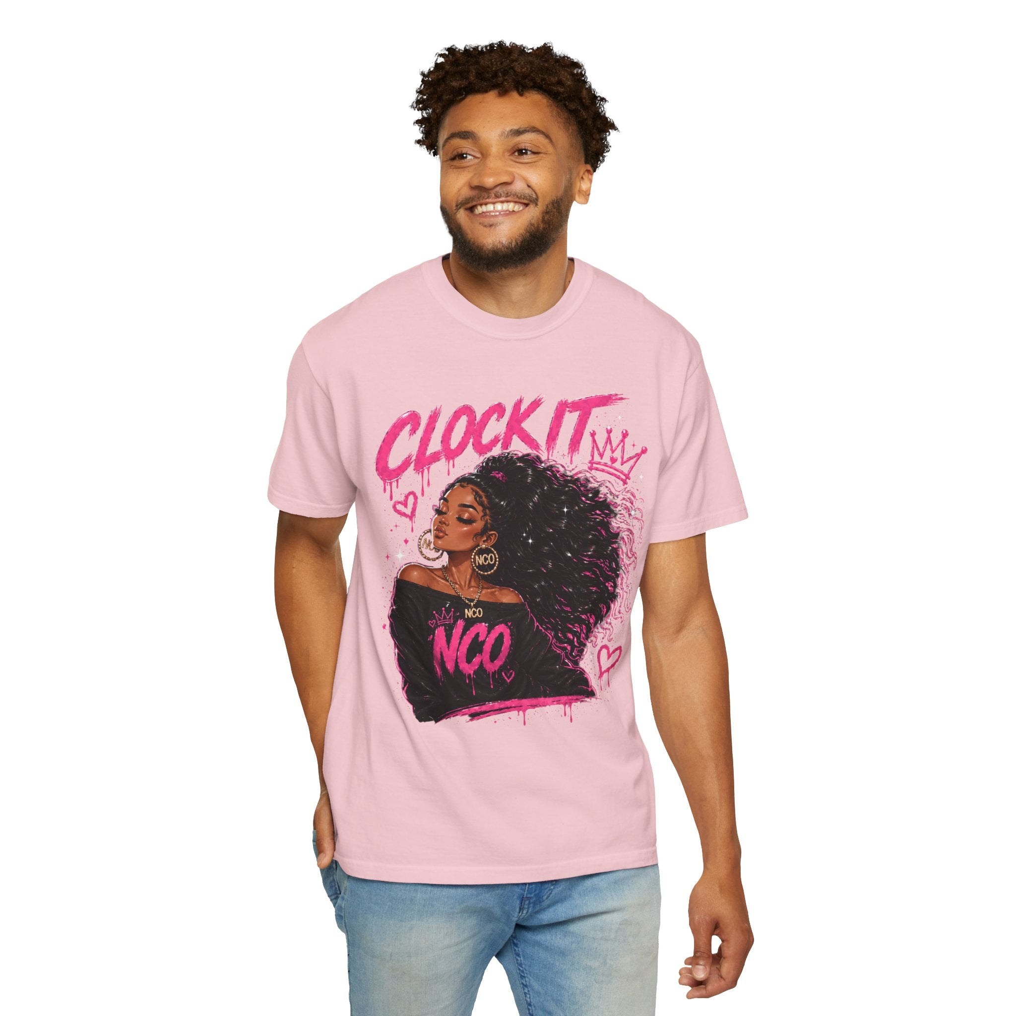 Clock It NCO Graphic T-Shirt — Afro Puff Queen Streetwear