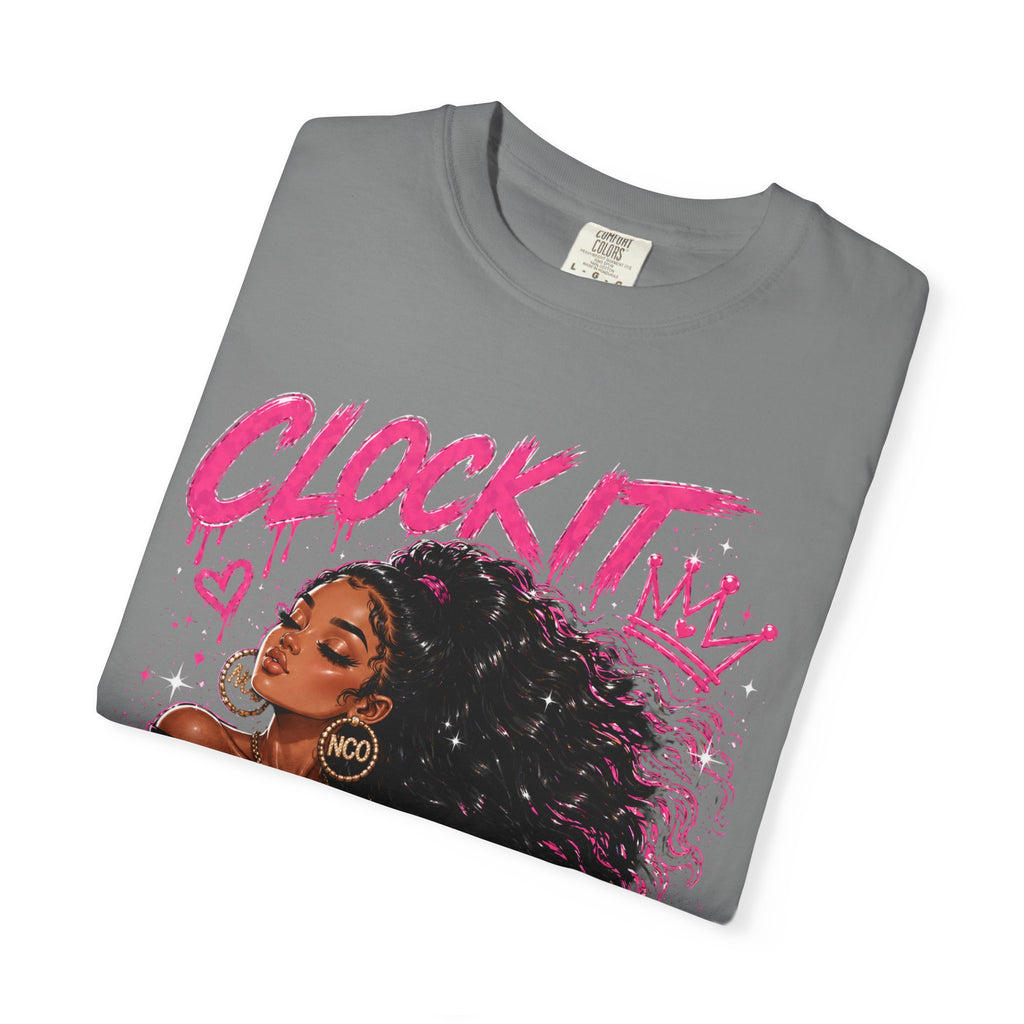 Clock It NCO Graphic T-Shirt — Afro Puff Queen Streetwear