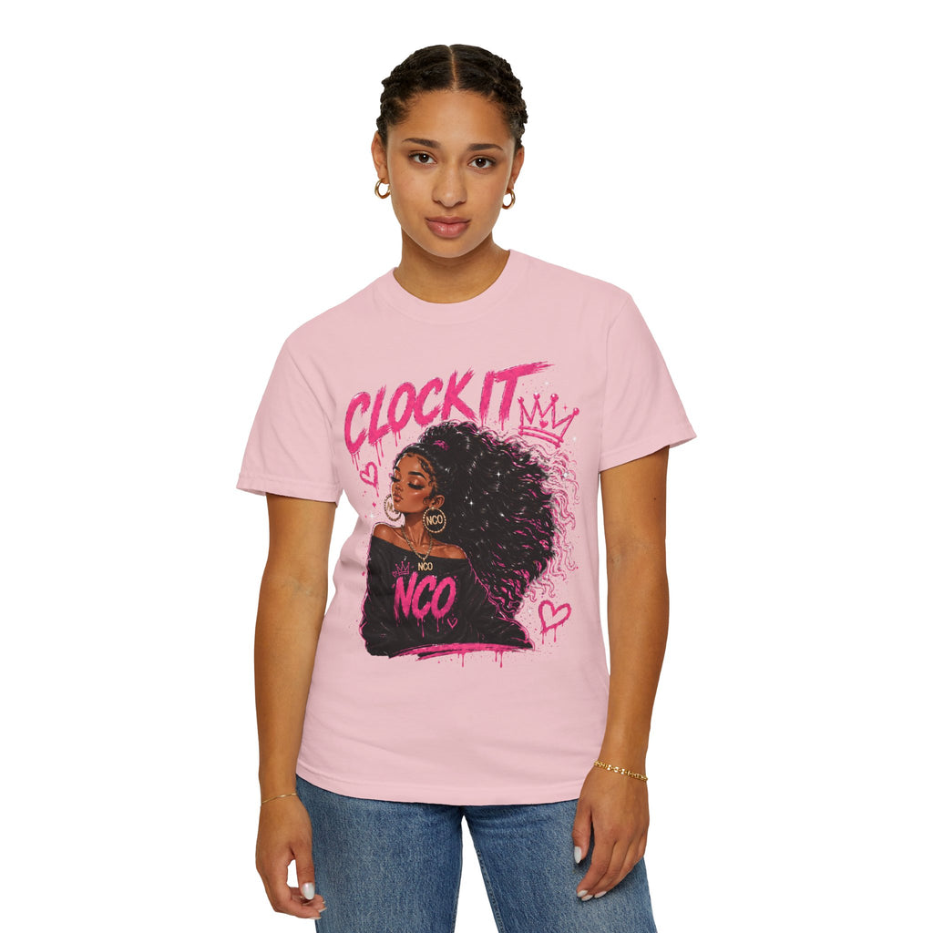 Clock It NCO Graphic T-Shirt — Afro Puff Queen Streetwear