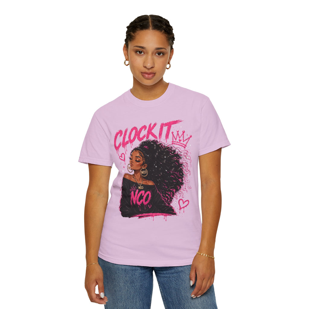 Clock It NCO Graphic T-Shirt — Afro Puff Queen Streetwear