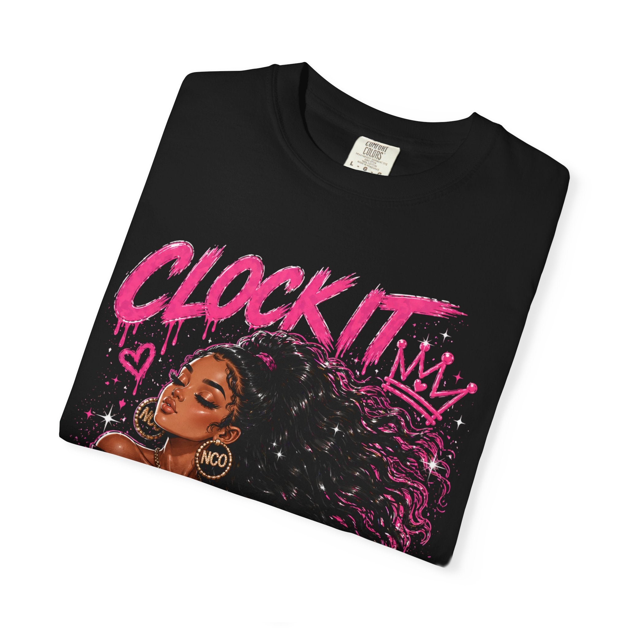 Clock It NCO Graphic T-Shirt — Afro Puff Queen Streetwear