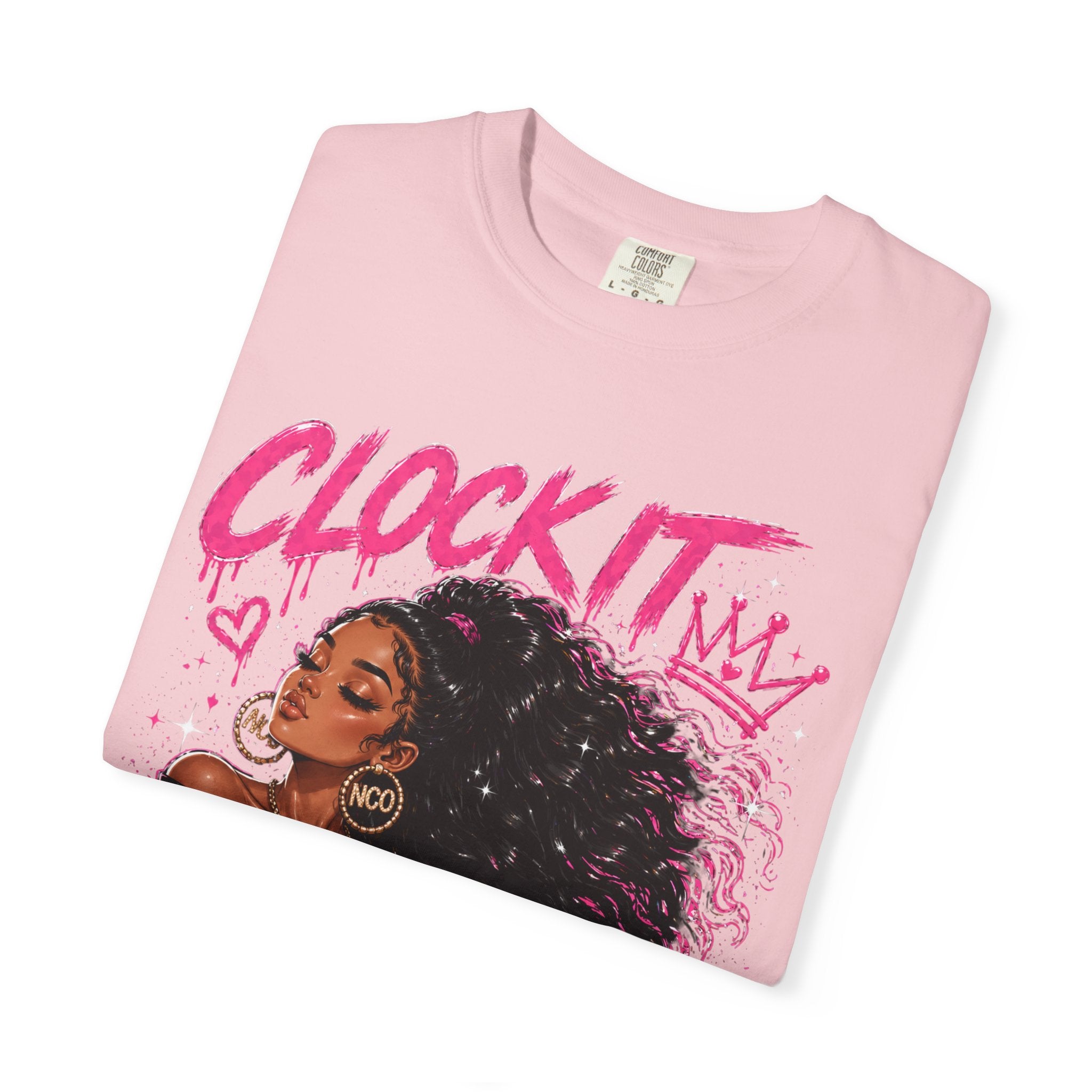 Clock It NCO Graphic T-Shirt — Afro Puff Queen Streetwear