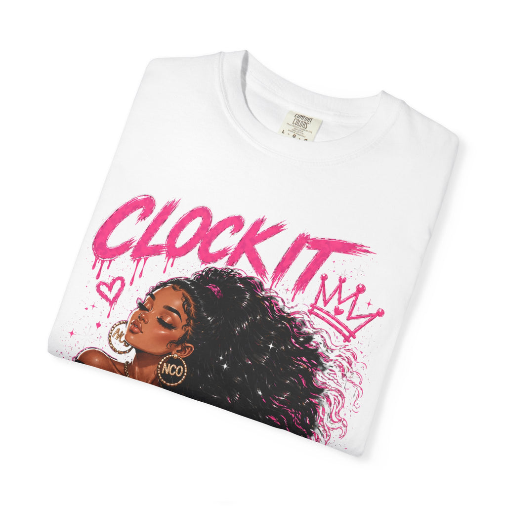 Clock It NCO Graphic T-Shirt — Afro Puff Queen Streetwear